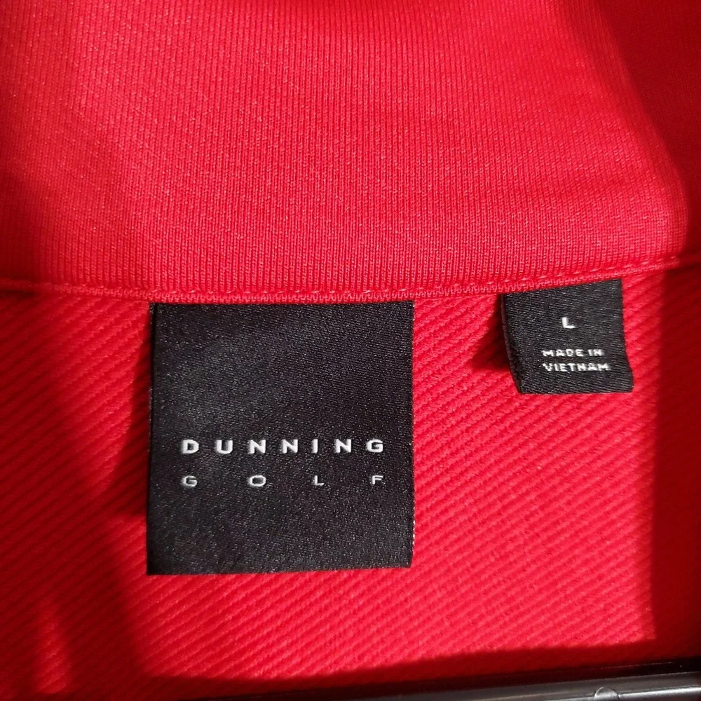 Dunning Golf Pullover Men L Red 1/4 Zip Long Sleeve NJ Foundation Athletic Solid
